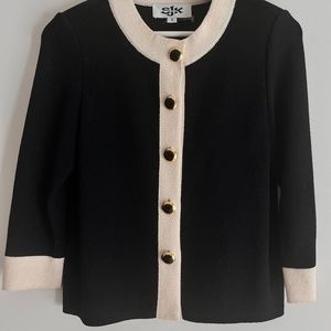 St.John short Cardigan sweater with 3/4 sleeves, Chanel look